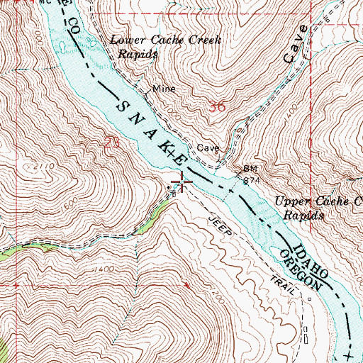 Topographic Map of Cache Creek, OR
