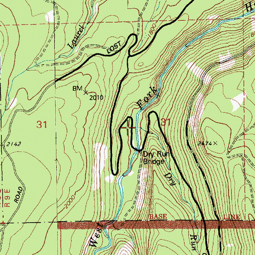 Topographic Map of Dry Run, OR