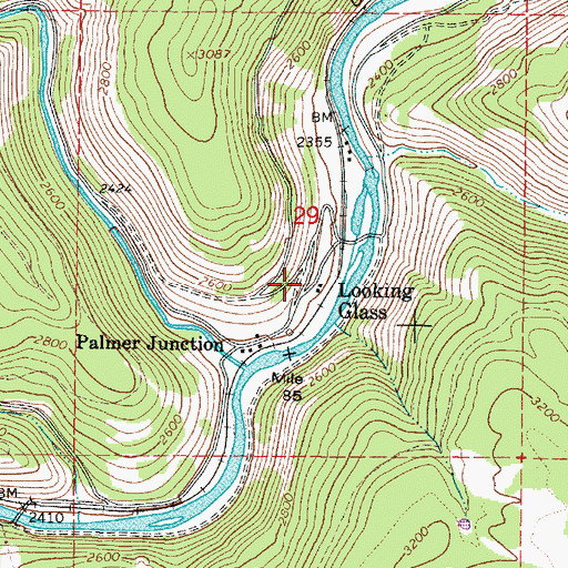 Topographic Map of Looking Glass (historical), OR