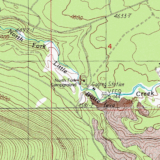 Topographic Map of North Fork Recreation Site, OR