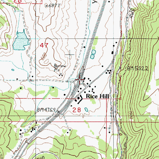 Topographic Map of Rice Hill, OR