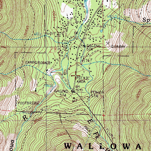 Topographic Map of Wallowa Lake State Park, OR