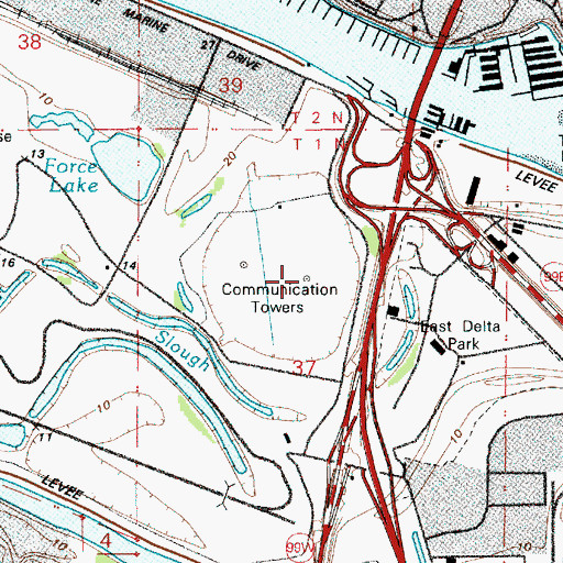 Topographic Map of KGW - AM, OR