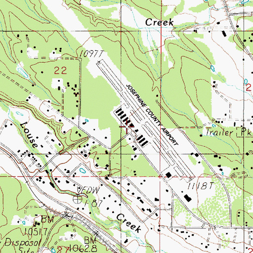 Topographic Map of Grants Pass Airport, OR