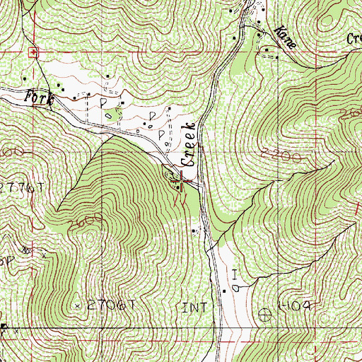 Topographic Map of Left Fork Humbug Creek, OR