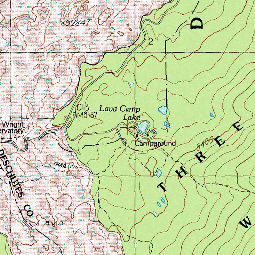 Topographic Map of Lava Camp Lake Recreation Site, OR