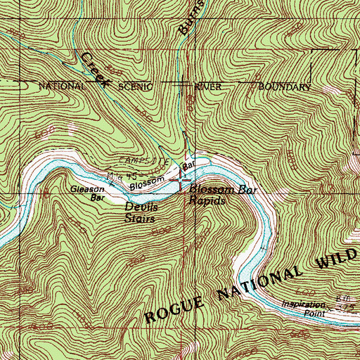 Topographic Map of Blossom Bar Creek, OR