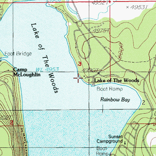 Topographic Map of Lake of the Woods, OR