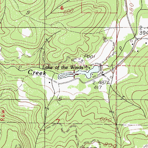 Topographic Map of Lake of the Winds, OR