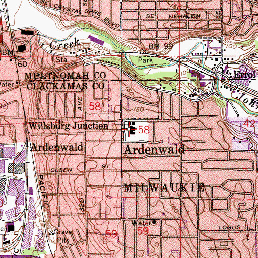 Topographic Map of Ardenwald Elementary School, OR
