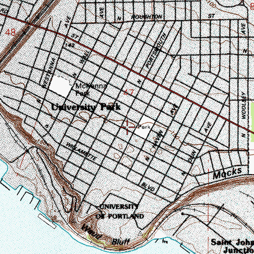 Topographic Map of Portsmouth City Park, OR