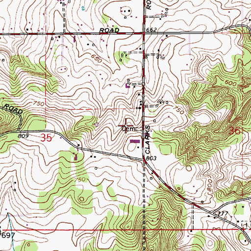 Topographic Map of Saint Peters Cemetery, OR