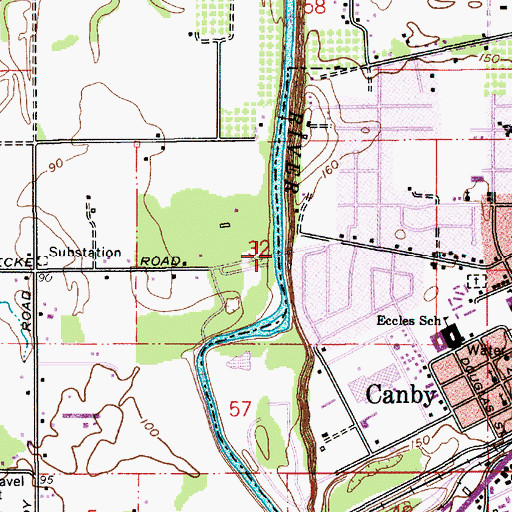 Topographic Map of Knights Bridge, OR