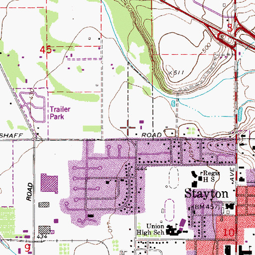 Topographic Map of Stayton Middle School, OR