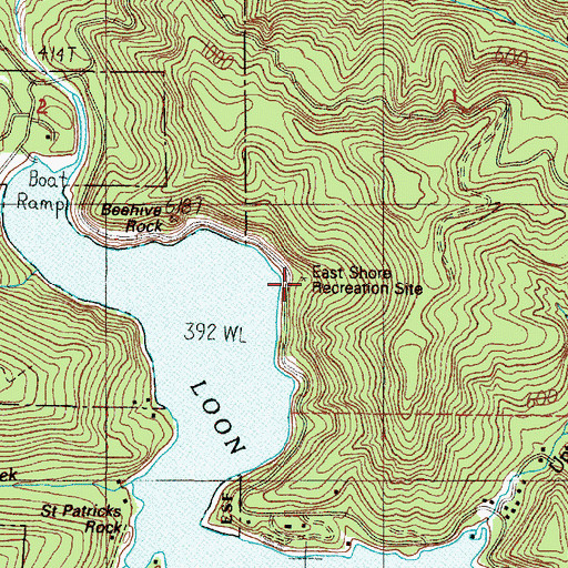 Topographic Map of East Shore Recreation Site, OR