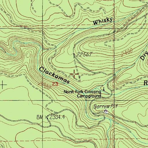Topographic Map of North Fork Crossing Forest Camp, OR