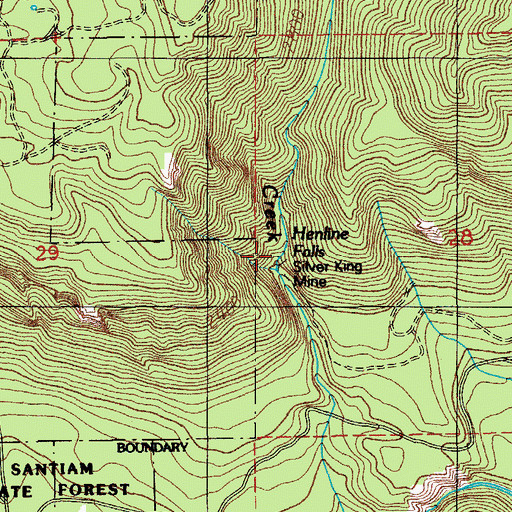 Topographic Map of Henline Falls, OR