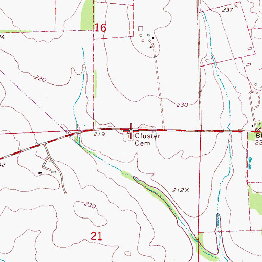 Topographic Map of Cluster Cemetery, AL