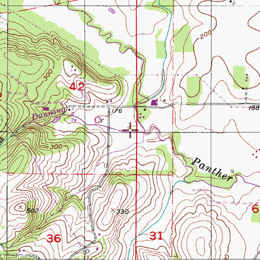 Topographic Map of Dunning Creek, OR