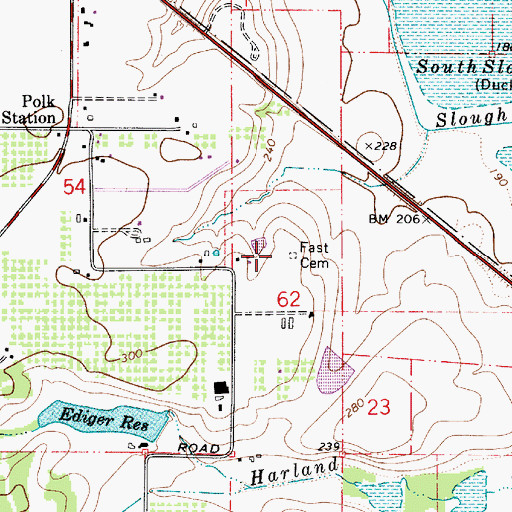 Topographic Map of Fast Cemetery, OR