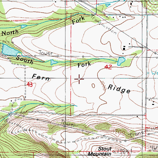 Topographic Map of Fern Ridge, OR