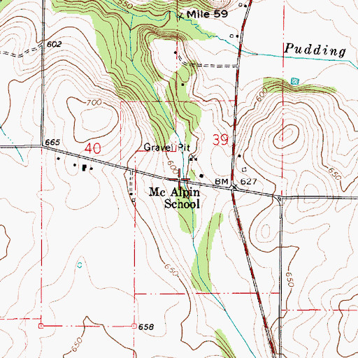 Topographic Map of McAlpin School (historical), OR