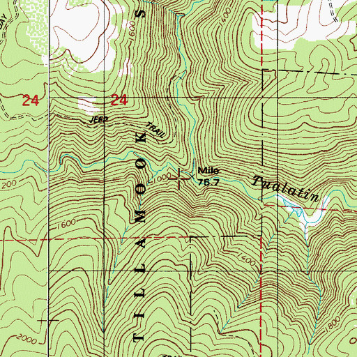 Topographic Map of Sunday Creek, OR