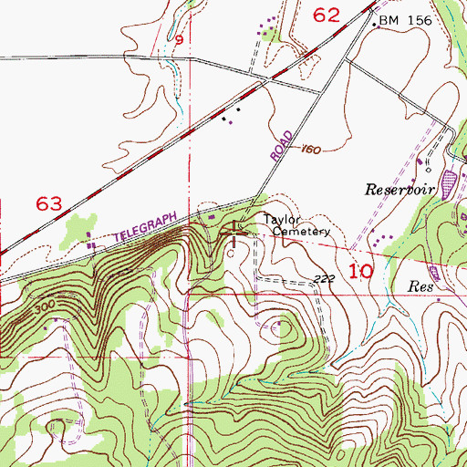 Topographic Map of Taylor Cemetery, OR