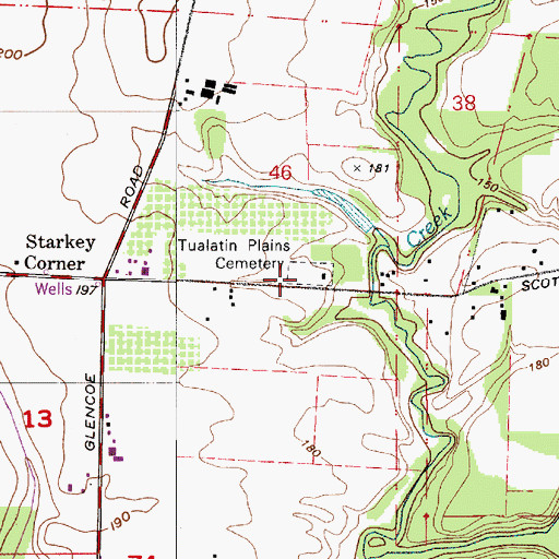 Topographic Map of Old Scotch Cemetery, OR