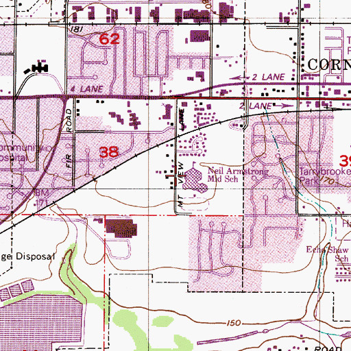 Topographic Map of Neil Armstrong Middle School, OR