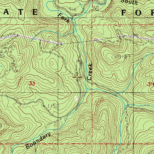 Topographic Map of Boundary Creek, OR