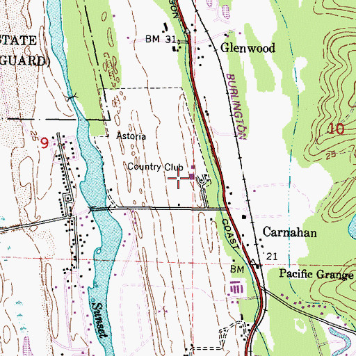 Topographic Map of Astoria Country Club, OR