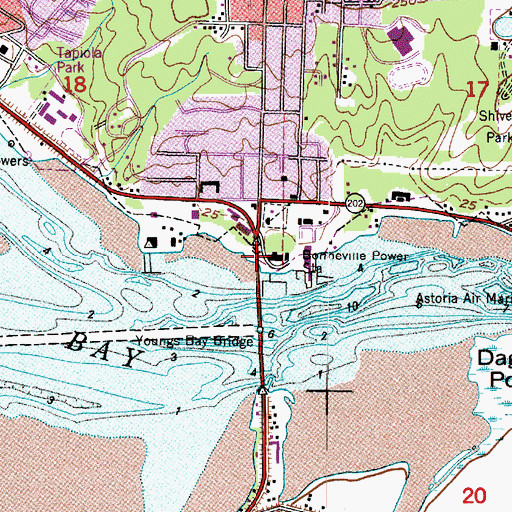 Topographic Map of Bonneville Power Station, OR
