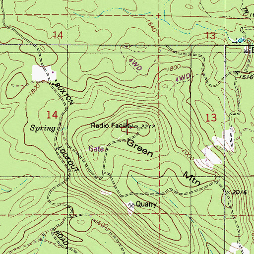 Topographic Map of Buxton Lookout Tower, OR