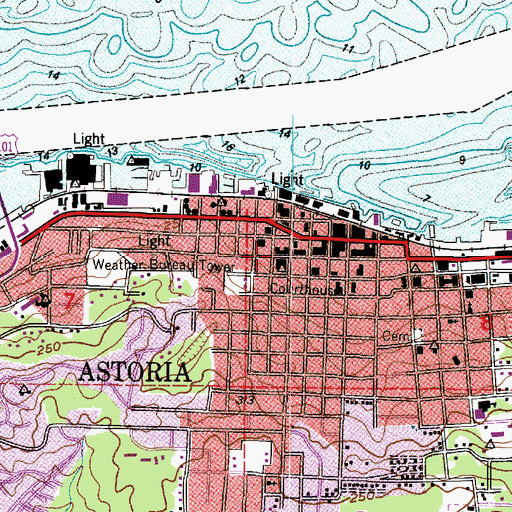 Topographic Map of Astoria Post Office, OR