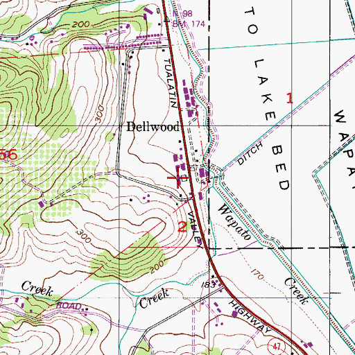 Topographic Map of Wapatoo Post Office (historical), OR