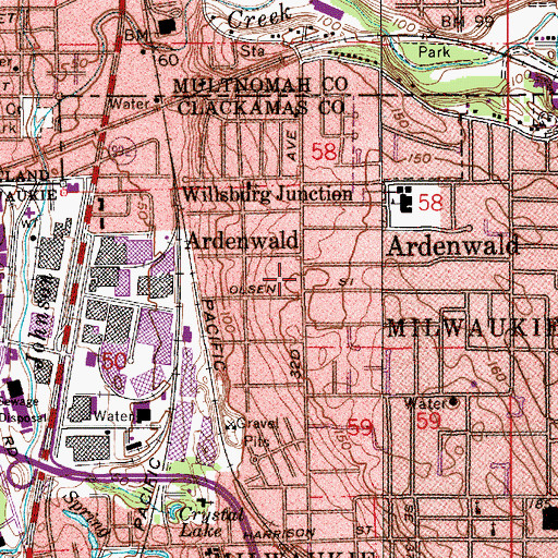 Topographic Map of Ardenwald Post Office (historical), OR