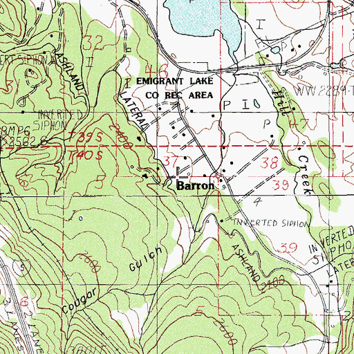 Topographic Map of Barron Post Office (historical), OR