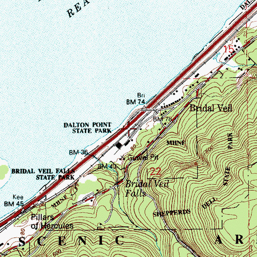 Topographic Map of Bridal Veil Post Office, OR