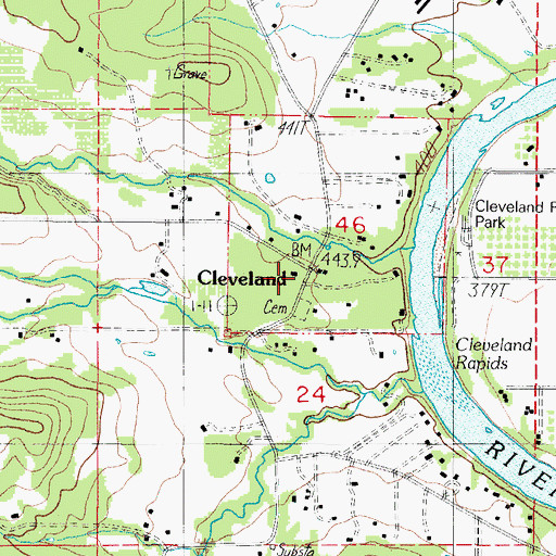 Topographic Map of Cleveland Post Office (historical), OR