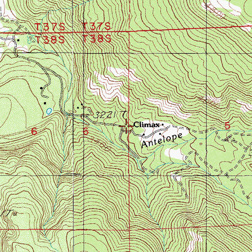 Topographic Map of Climax Post Office (historical), OR