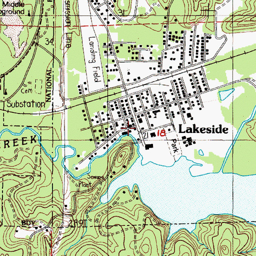 Topographic Map of Lakeside Post Office, OR