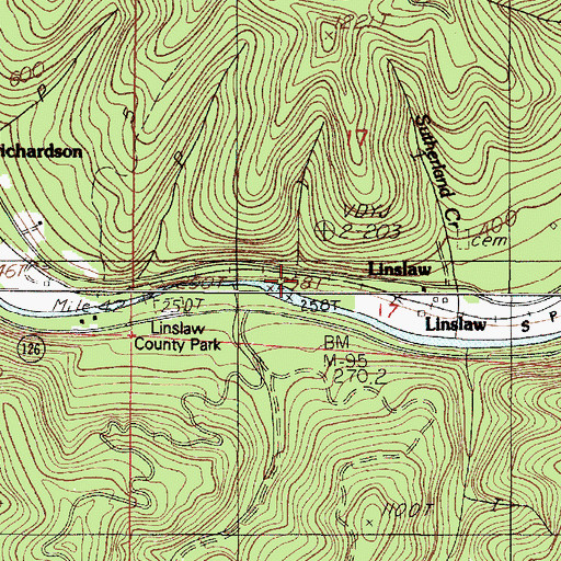 Topographic Map of Linslaw Post Office (historical), OR