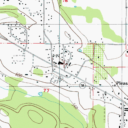 Topographic Map of Pleasant Hill Post Office, OR