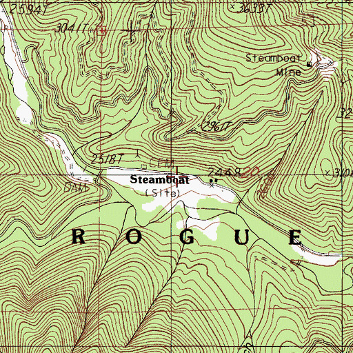 Topographic Map of Steamboat Post Office (historical), OR