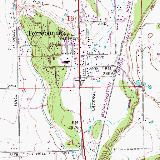 Topographic Map of Terrebonne Post Office, OR