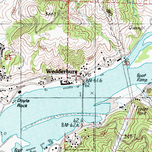 Topographic Map of Wedderburn Post Office, OR