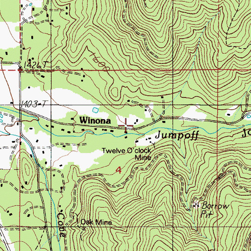 Topographic Map of Winona Post Office (historical), OR