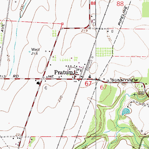 Topographic Map of Pratum, OR