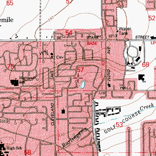 Topographic Map of Red Sunset Park, OR